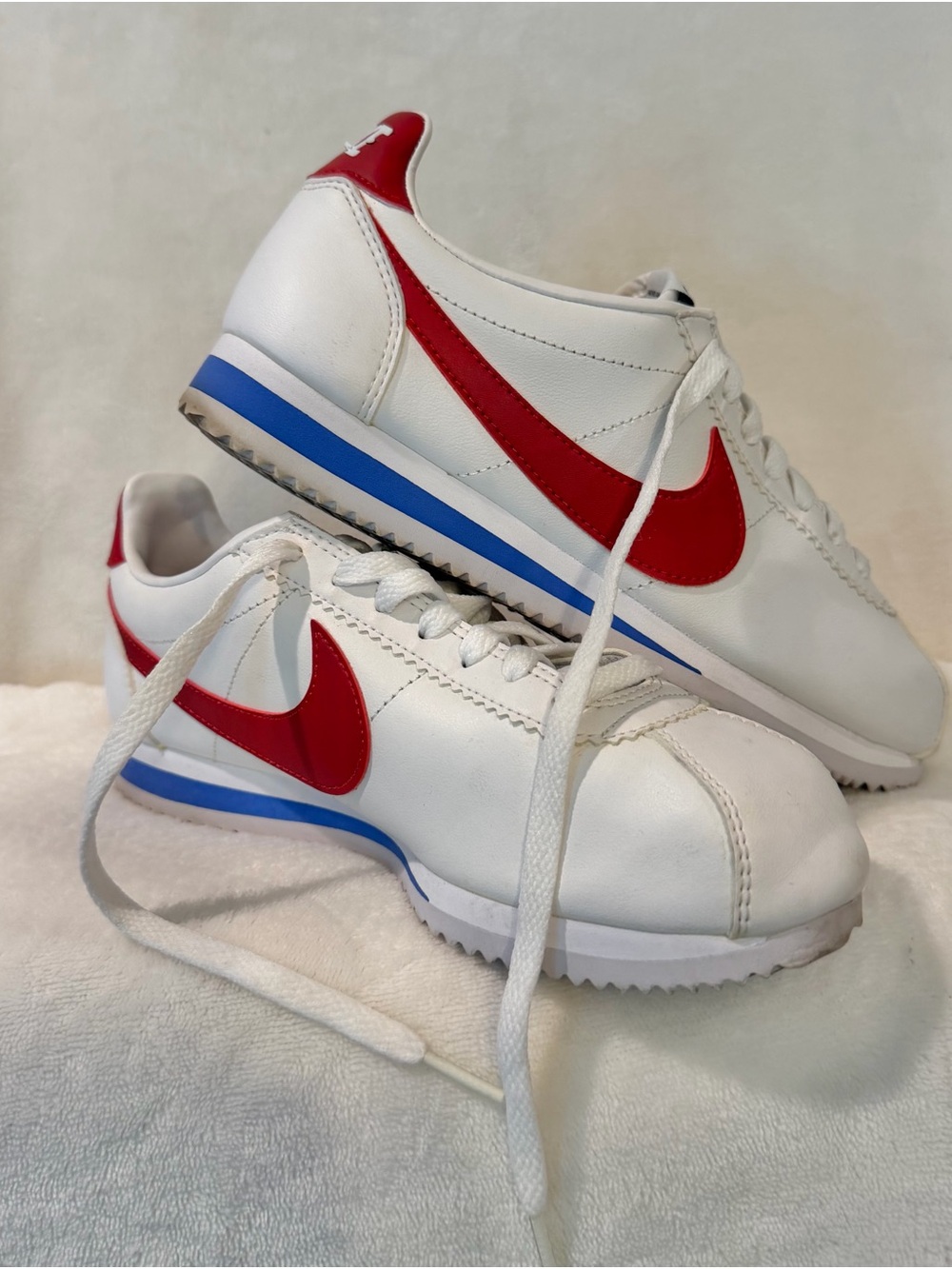 Nike White Red Blue Classic Cortez-Style Athletic Shoes - Forest Gump